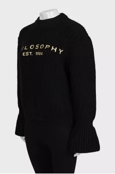 Wool sweater with text print
