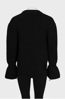 Wool sweater with text print
