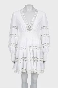 White dress with lace inserts