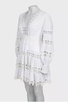 White dress with lace inserts