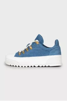 Denim sneakers with a relief sole