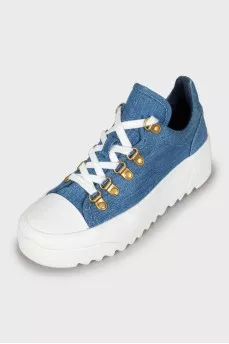 Denim sneakers with a relief sole