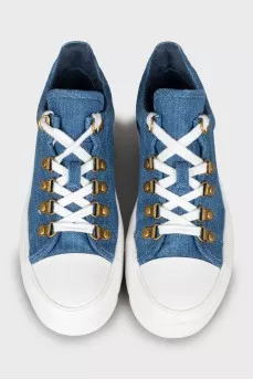Denim sneakers with a relief sole