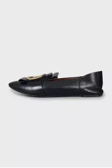 Leather ballet flats with gold buckle