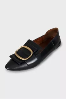 Leather ballet flats with gold buckle