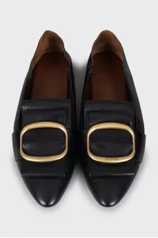 Leather ballet flats with gold buckle
