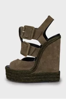 High wedge suede sandals