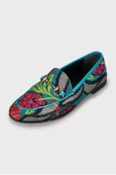 Textile loafers with print