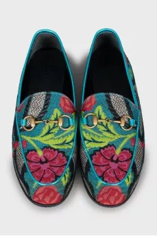 Textile loafers with print