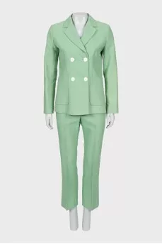 Green suit with tag