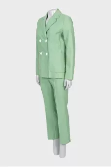 Green suit with tag
