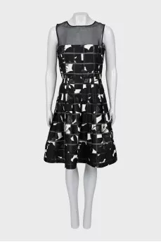 Black and white sleeveless dress