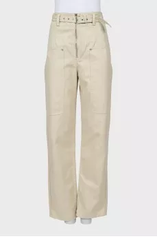 Long trousers made of cotton and linen