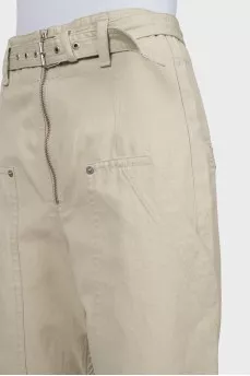 Long trousers made of cotton and linen