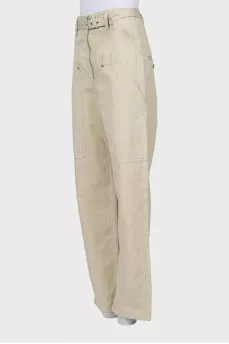 Long trousers made of cotton and linen