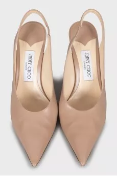 Leather Slingbacks with High Heels