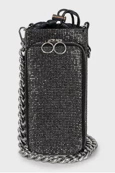 Crossbody bag with rhinestones