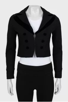 Cropped jacket with velour inserts