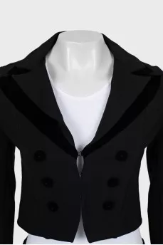 Cropped jacket with velour inserts