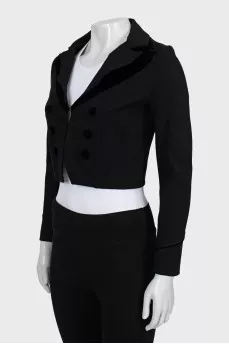 Cropped jacket with velour inserts
