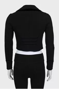 Cropped jacket with velour inserts