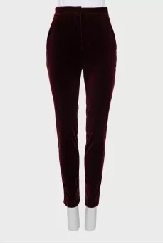 Velour tapered trousers