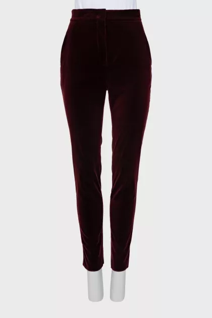 Velour tapered trousers