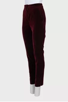 Velour tapered trousers