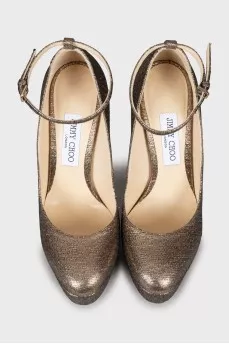 Golden high heels