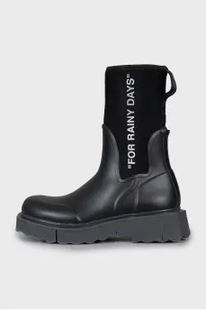 Black boots with text print