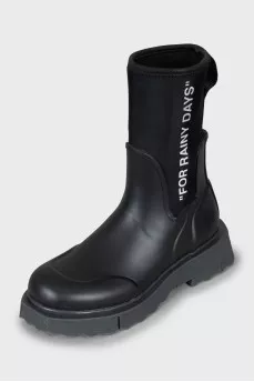 Black boots with text print