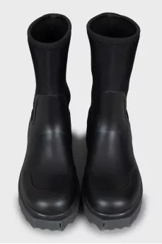 Black boots with text print