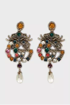 Gold set of earrings and ring