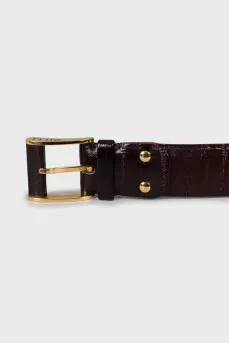 Men's wide belt with embossed leather