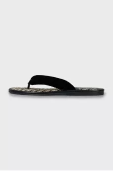 Velour black flip flops