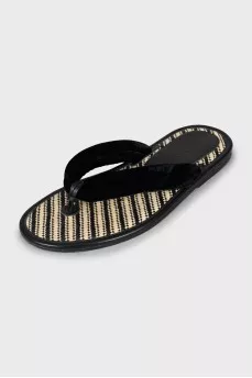 Velour black flip flops