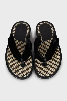 Velour black flip flops