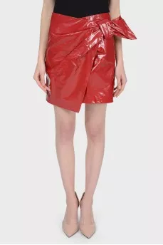 Lacquer skirt with bow