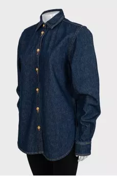 Denim shirt with gold buttons