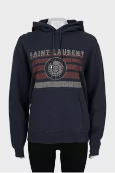 Blue hoodie with print