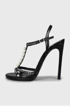 Decorated high heel sandals