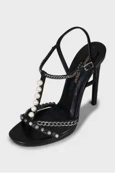 Decorated high heel sandals