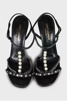 Decorated high heel sandals