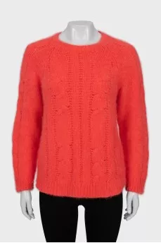 Knitted sweater with long pile