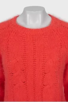 Knitted sweater with long pile