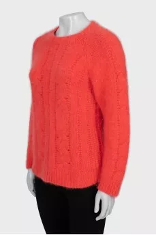Knitted sweater with long pile