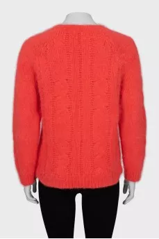 Knitted sweater with long pile