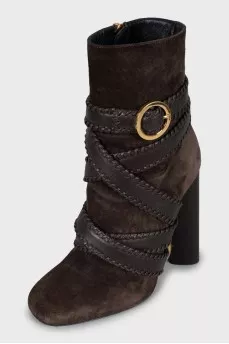 Suede ankle boots with straps
