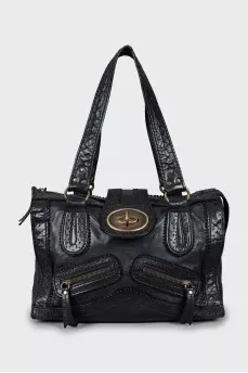 Black bag with perforated leather