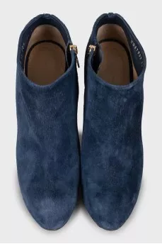 Blue suede ankle boots